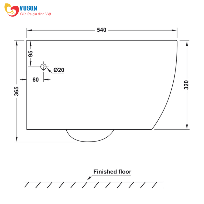 Bồn cầu treo tường Hafele Sapporo 540x370x365 - 588.79.410