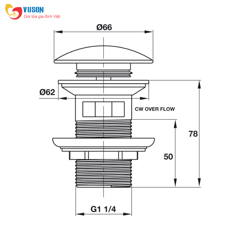Bộ xả chậu sứ có xả tràn Hafele màu Chrome - 589.25.948