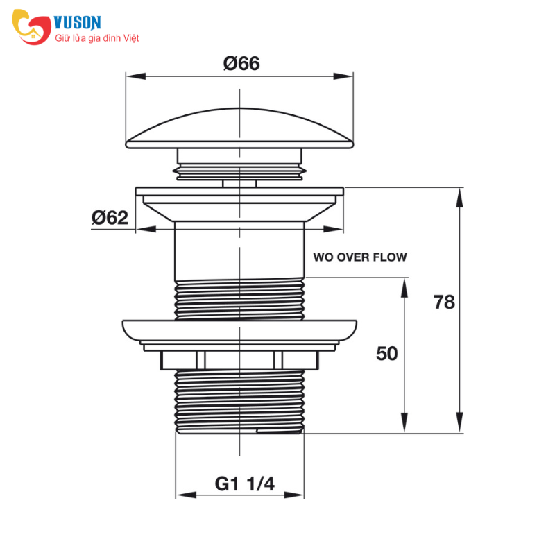 Bộ xả chậu sứ không có xả tràn Hafele màu Chrome - 589.25.986