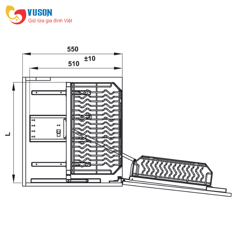 Tủ đồ kho nan Oval 600mm Hafele Kosmo Kara Swing - 595.71.073