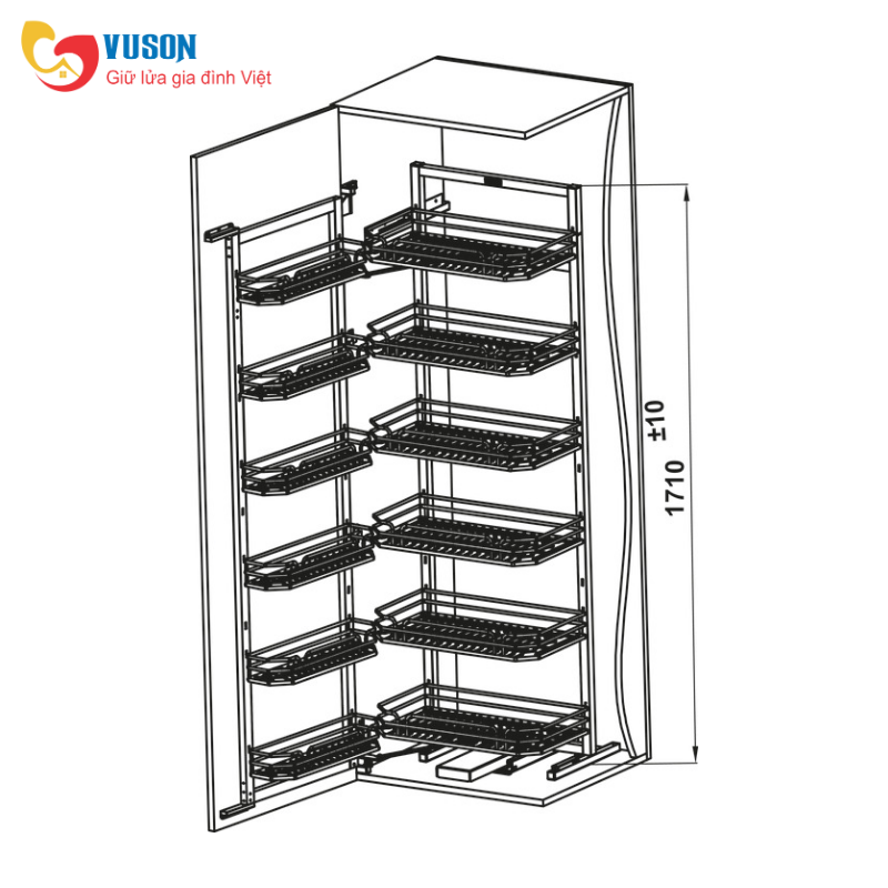 Tủ đồ kho nan Oval 600mm Hafele Kosmo Kara Swing - 595.71.073
