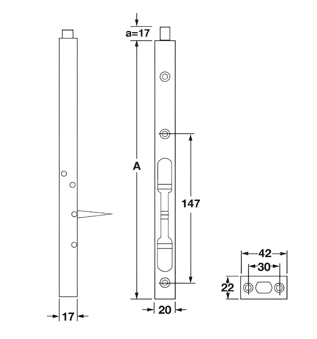Chốt Cửa Âm 300mm Hafele 911.62.183