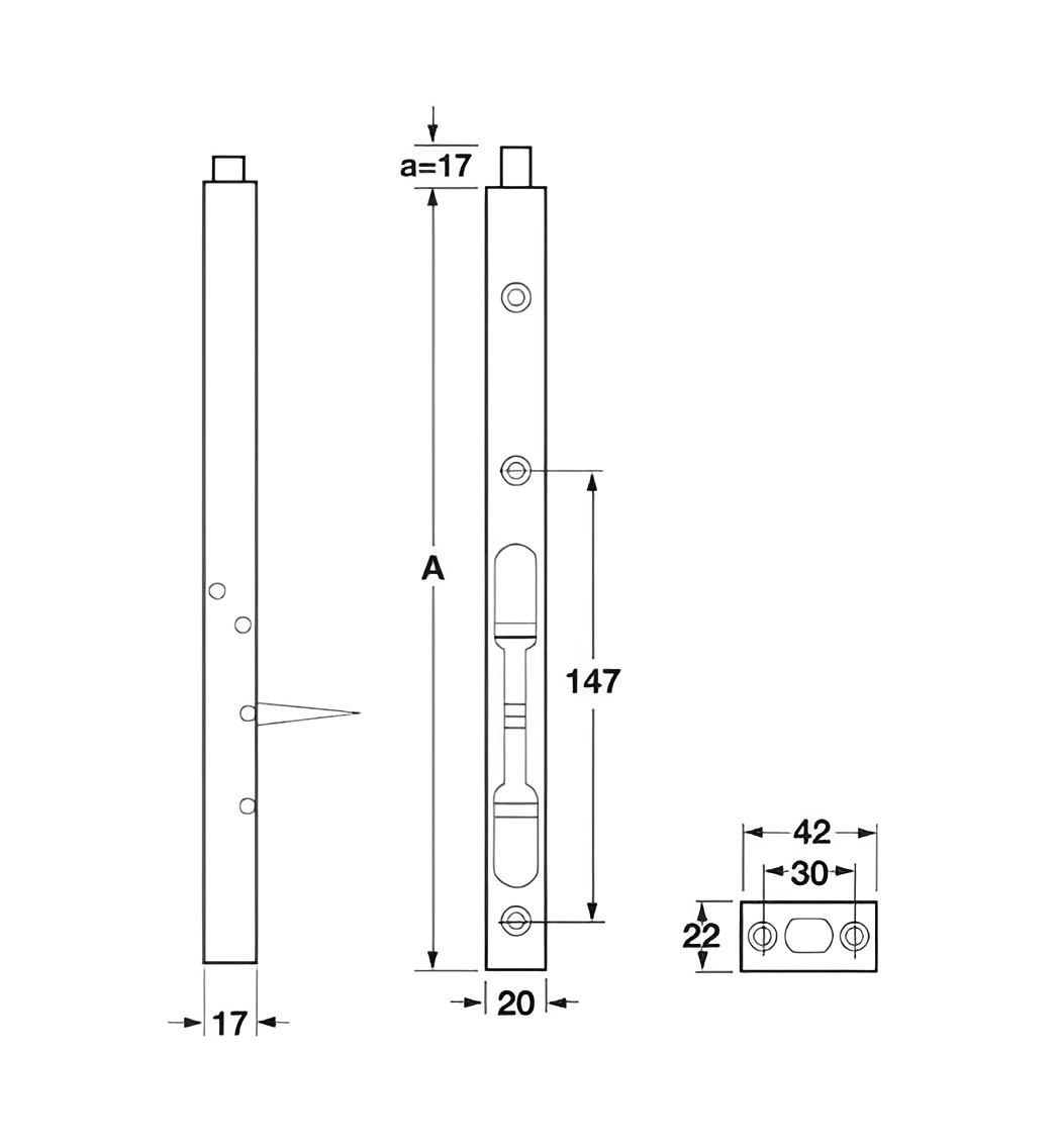 Chốt Cửa Âm 204mm Hafele 489.71.451