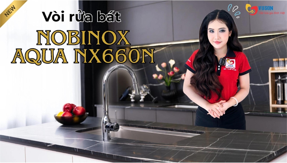 Review vòi rửa bát Nobinox Aqua NX660N: đầu dây rút, nóng lạnh và lõi Sedal Tây Ban Nha