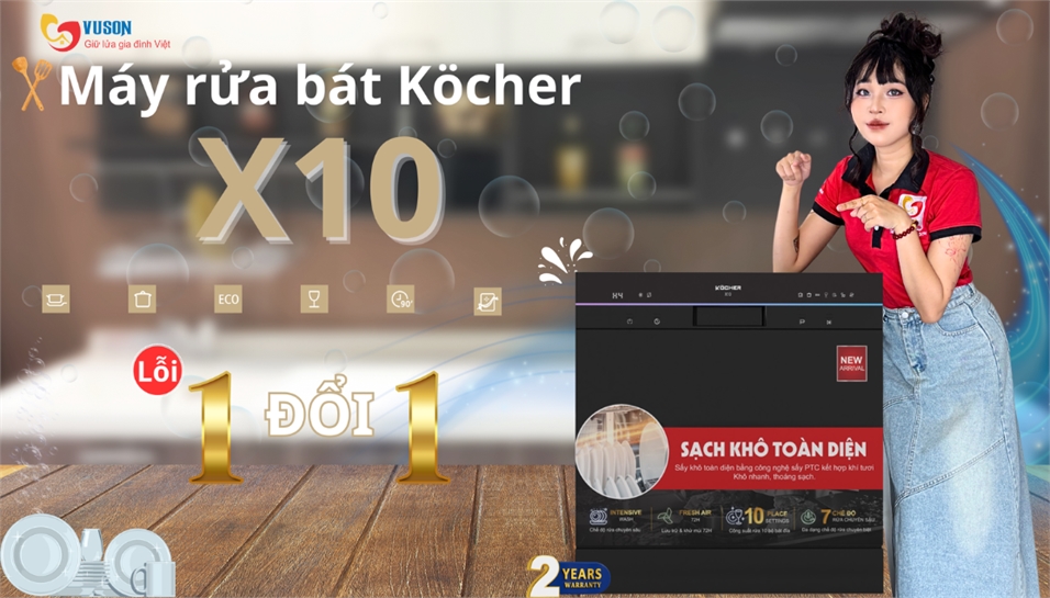 Máy rửa bát Kocher X10 – Giải pháp nhỏ gọn, thảnh thơi cho gian bếp hiện đại