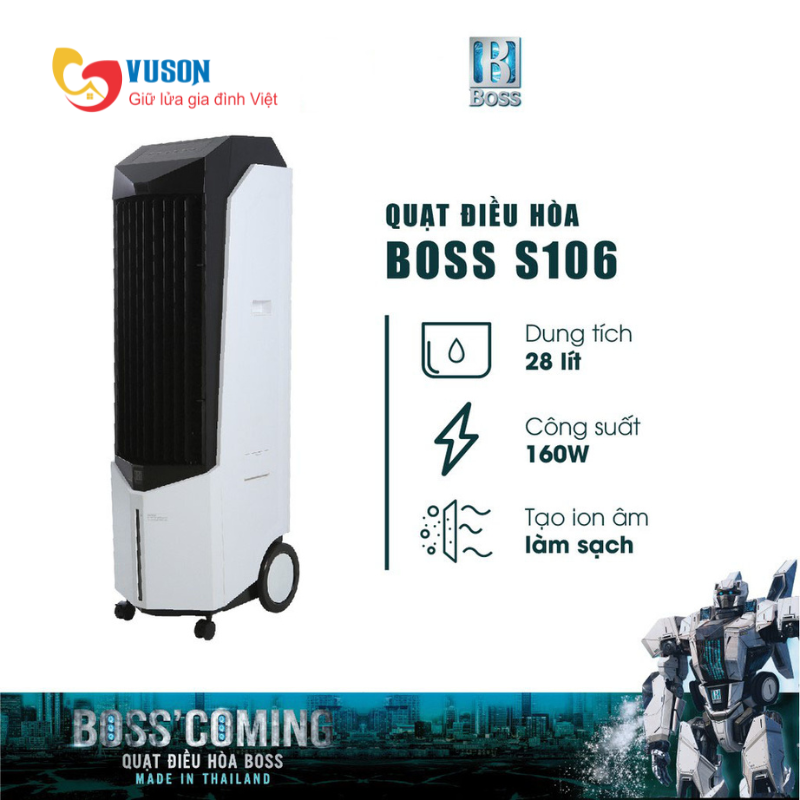 Quạt điều hòa Boss S106 | 28 lít - 160W