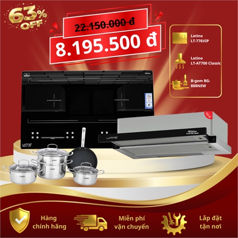 Combo 3: Bếp từ + Hút mùi + Bộ nồi
