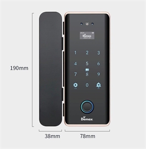 Khóa cửa kính vân tay Demax SL900G Remote, App Wifi, Face ID 