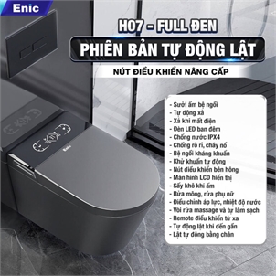 Bồn cầu treo tường thông minh Enic SMART H (Full đen - Nút điều khiển nâng cấp)