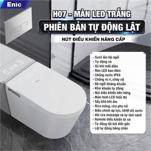 Bồn cầu treo tường thông minh Enic SMART H (Màn Led trắng - Nút điều khiển nâng cấp)