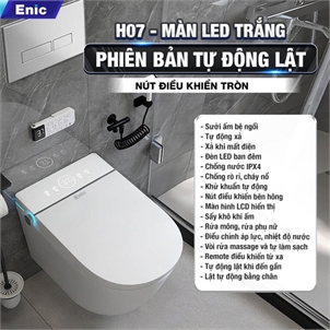 Bồn cầu treo tường thông minh Enic SMART H (Màn led trắng - Nút điều khiển tròn) 