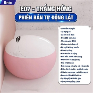 Bồn cầu thông minh Enic SMART E (Trắng hồng - Tự động lật)