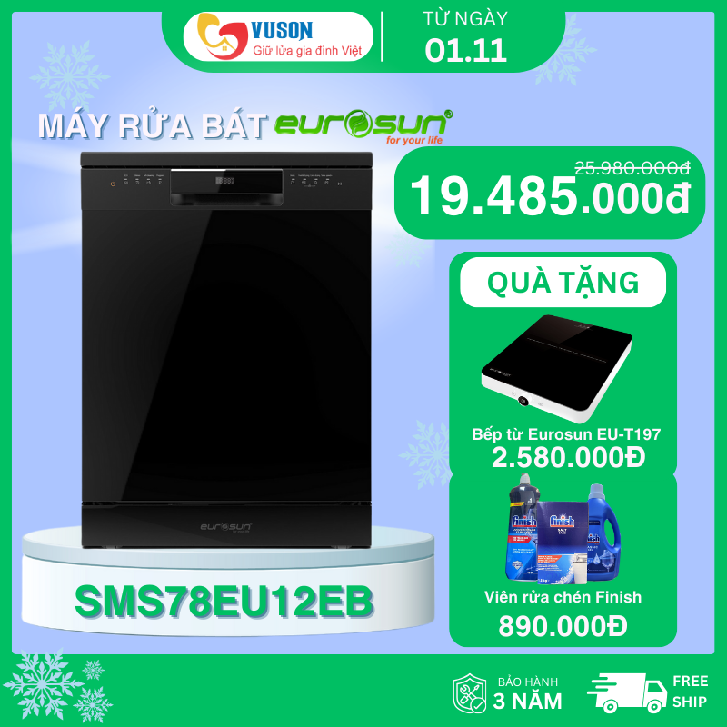 Máy rửa bát 14 bộ Eurosun SMS78EU12EB