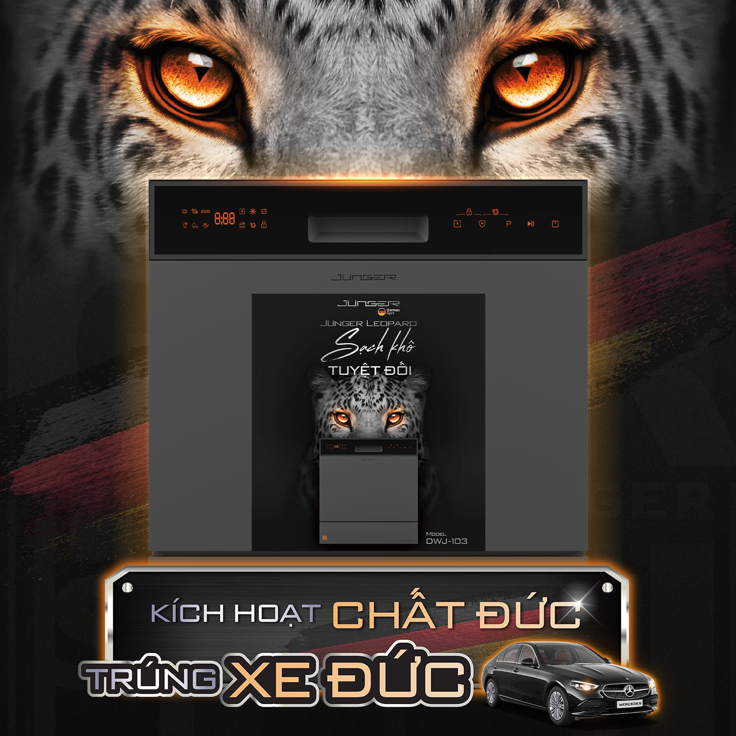 Máy rửa bát 10 bộ Junger Leopard DWJ-103