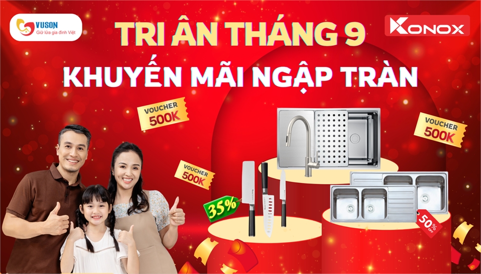Khuyến mãi Konox tháng 9 – Mua chậu rửa, nhận quà bất ngờ