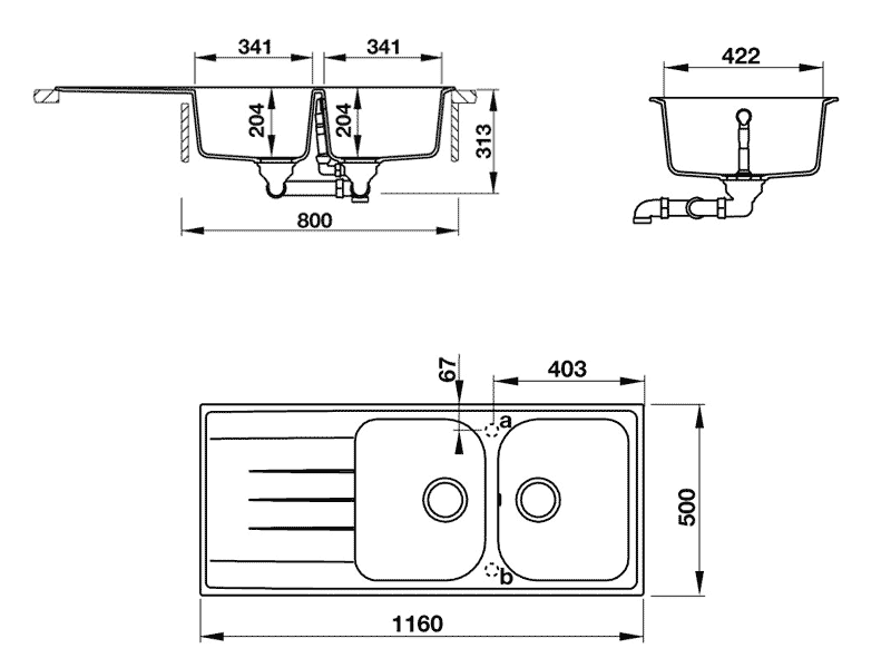 Chậu đá Hafele HS18-GED2R80 570.35.560 (Màu xám)