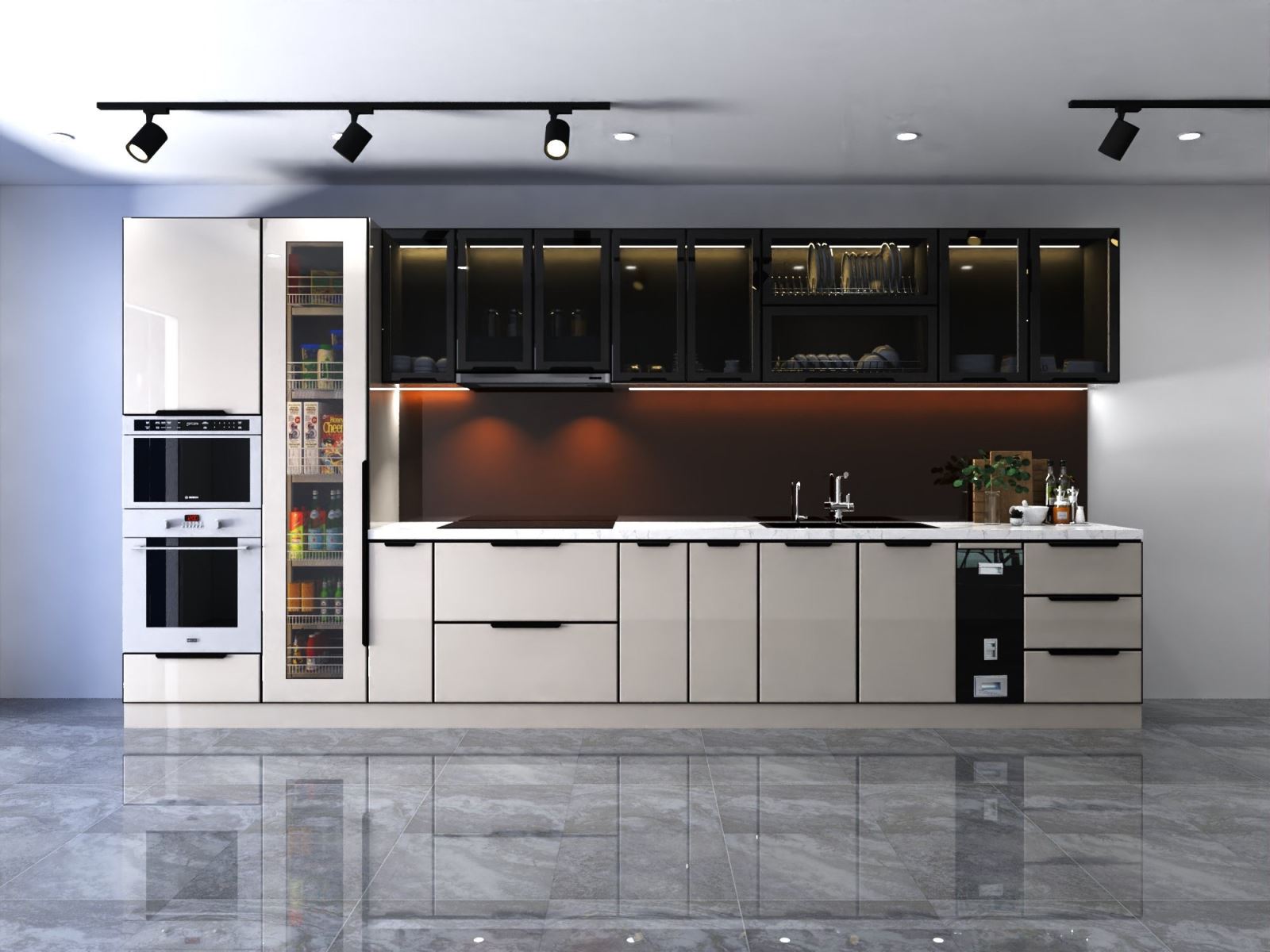 Tủ bếp Inox cánh kính INX-248
