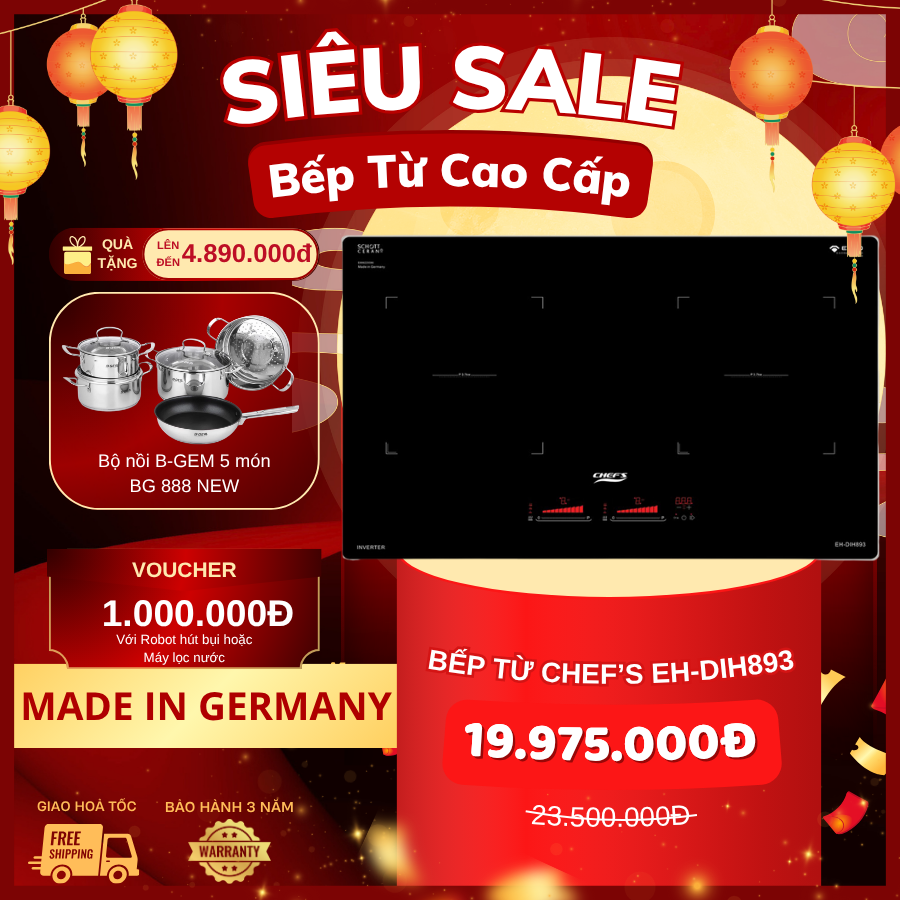 Bếp từ đôi Chefs EH-DIH893