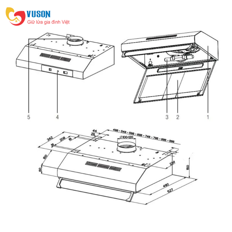 Máy hút mùi Beko CFB9433XH