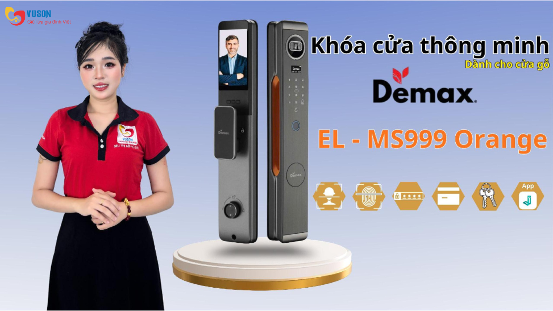 Khóa cửa thông minh Demax EL-MS999 Orange | Siêu phẩm an ninh cho gia đình hiện đại