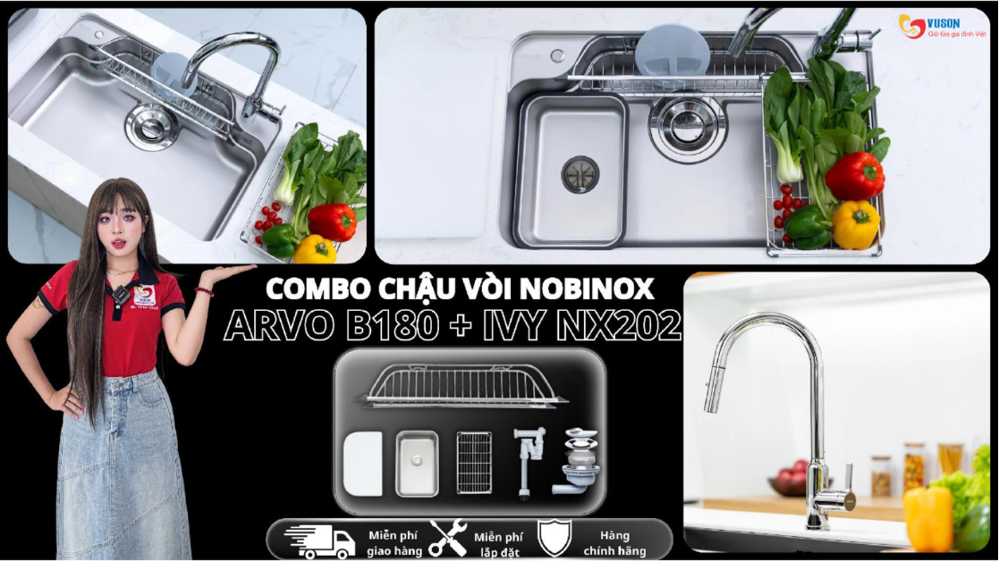 Combo Chậu Vòi Nobinox ARVO B180 & IVY NX202: Đáng Mua Ở Điểm Nào?