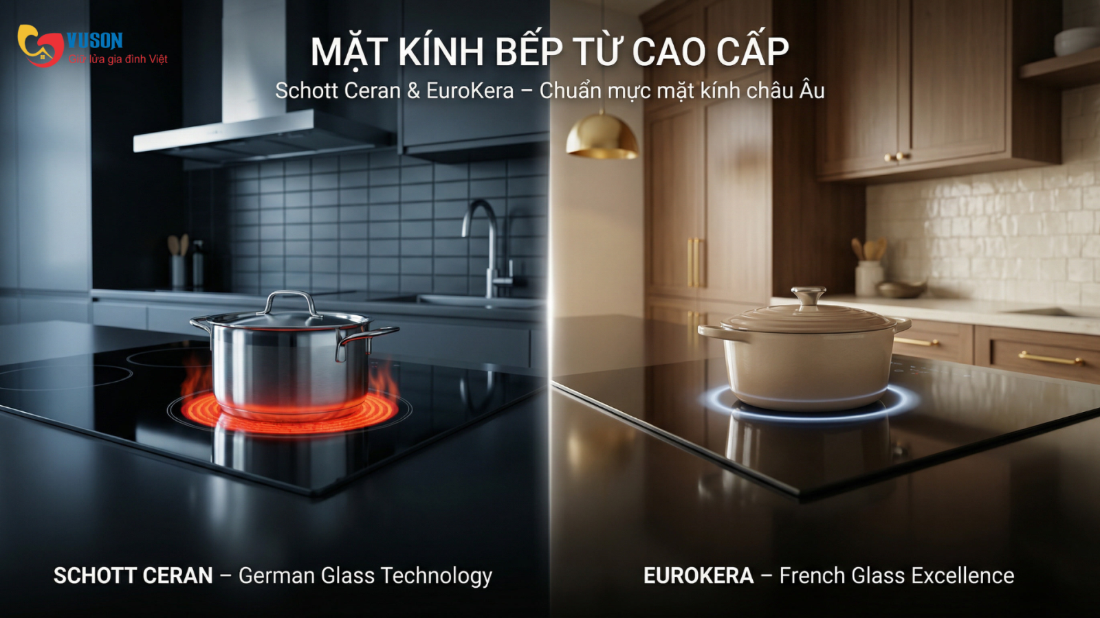 Schott Ceran và EuroKera - mặt kính bếp từ cao cấp chuẩn Châu Âu