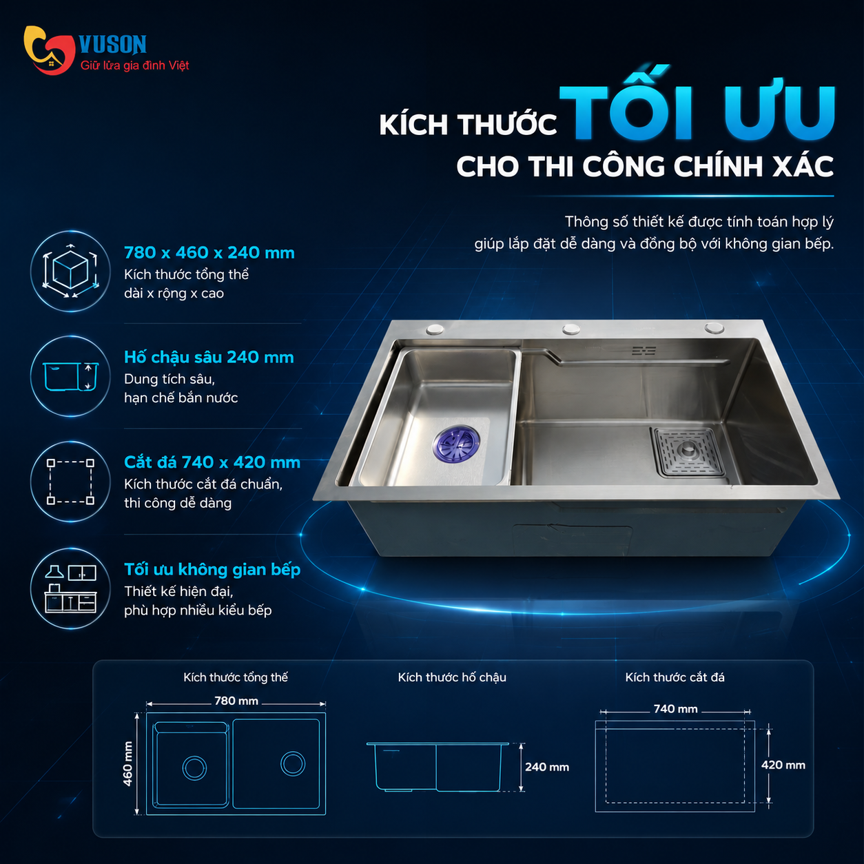 Chậu rửa bát Binova CBI-7846