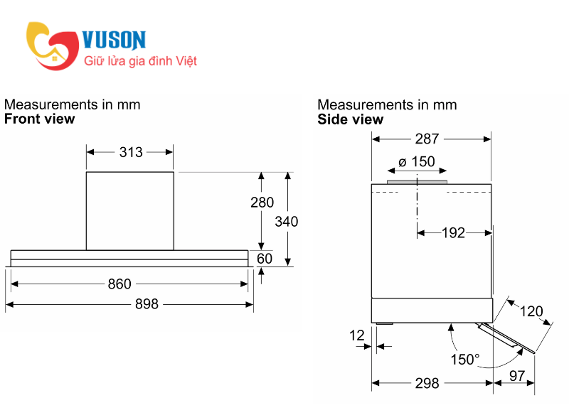 MÁY HÚT MÙI ÂM TRẦN BOSCH DBB97DP60 SERI 6 90CM MODEL 2025