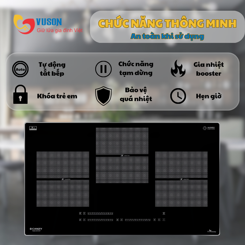 Bếp từ 3 vùng nấu Canzy CZ-03T