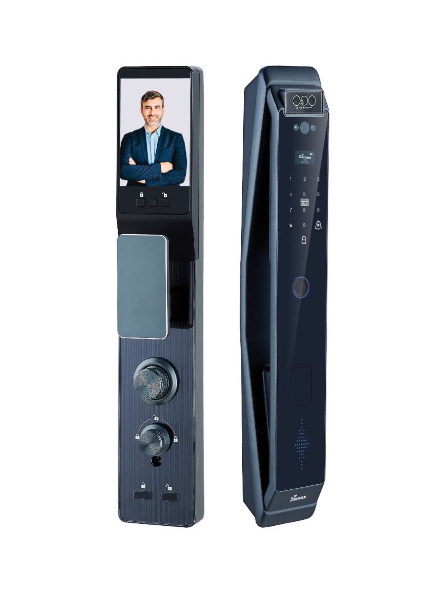 Khoá cửa vân tay Demax SL966 Grey CNC Face ID, App wifi, remote