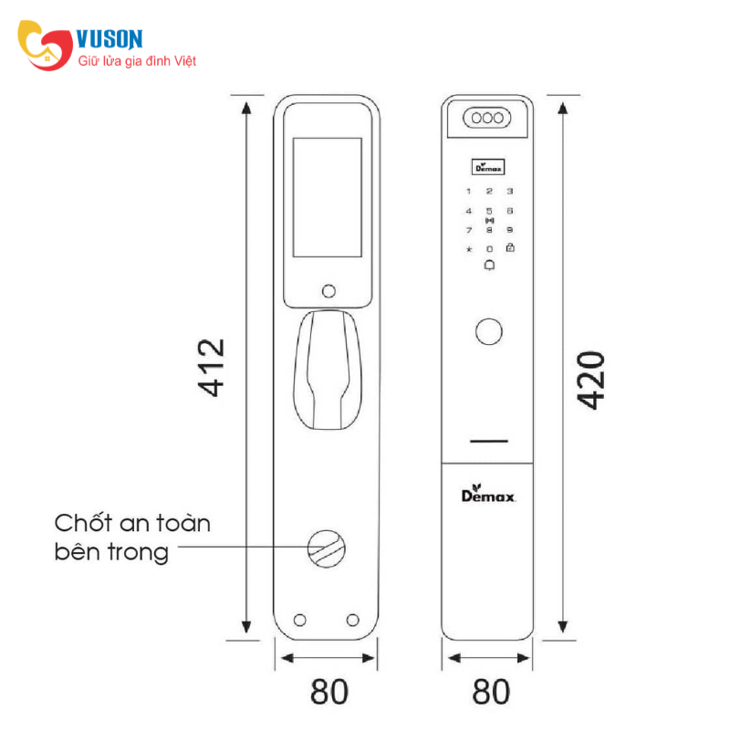 Khóa cửa thông minh Demax EL910 GS (FACE ID - 3D)