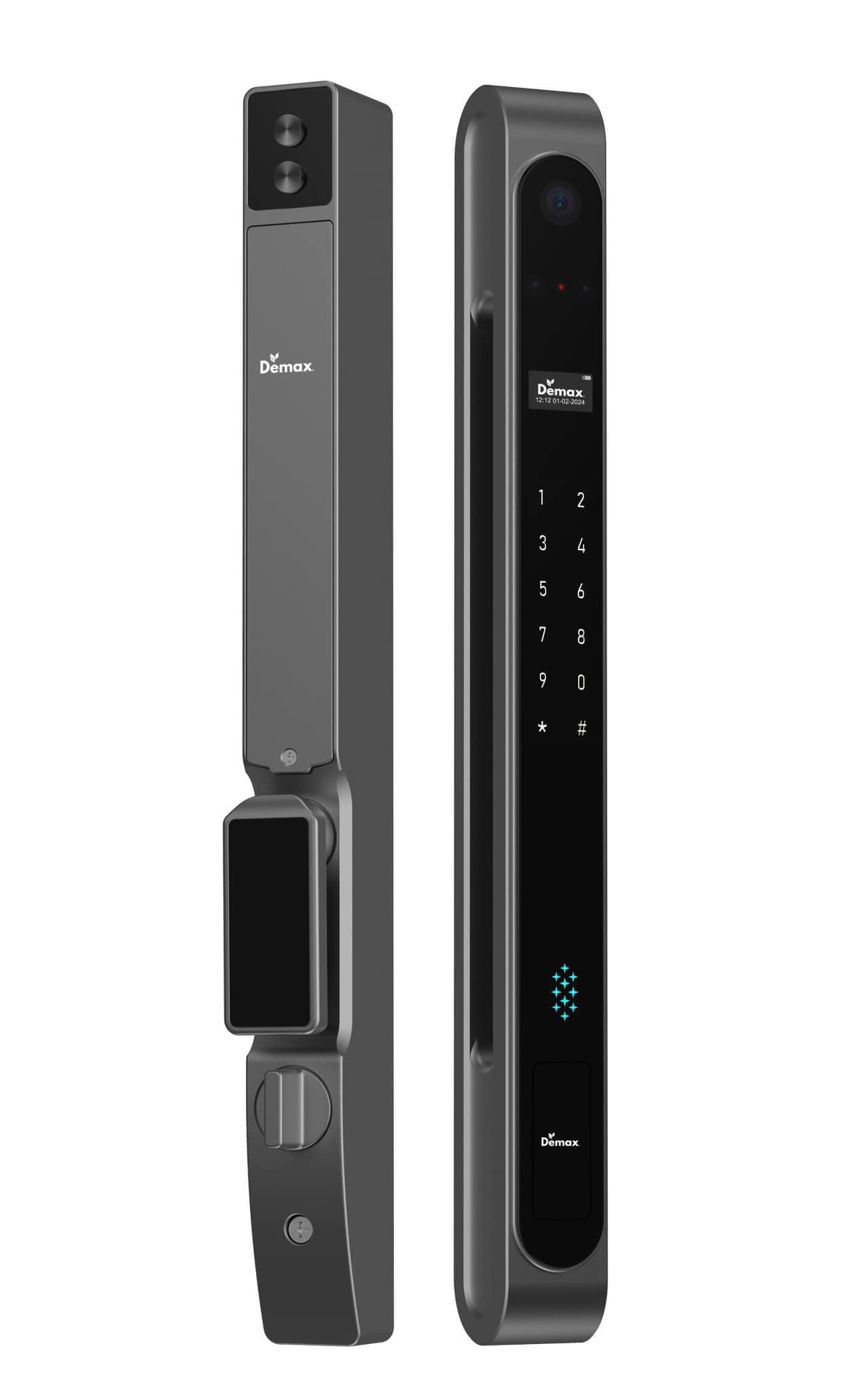 Khoá vân tay cửa nhôm Demax SL998 GS CNC App, Remote, Face ID