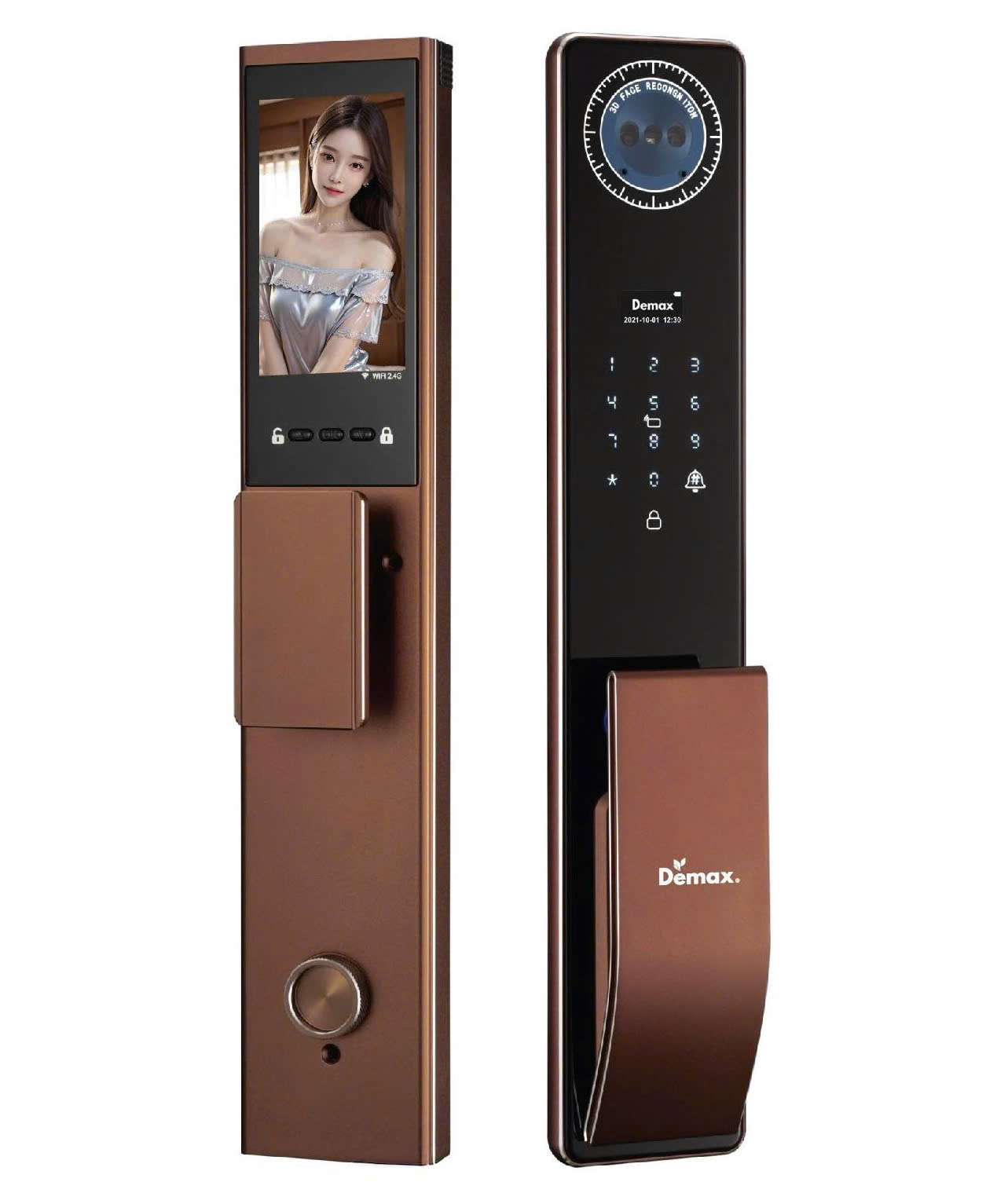 Khóa cửa gỗ vân tay Demax EL-C910 CB Face ID, App wifi, Remote