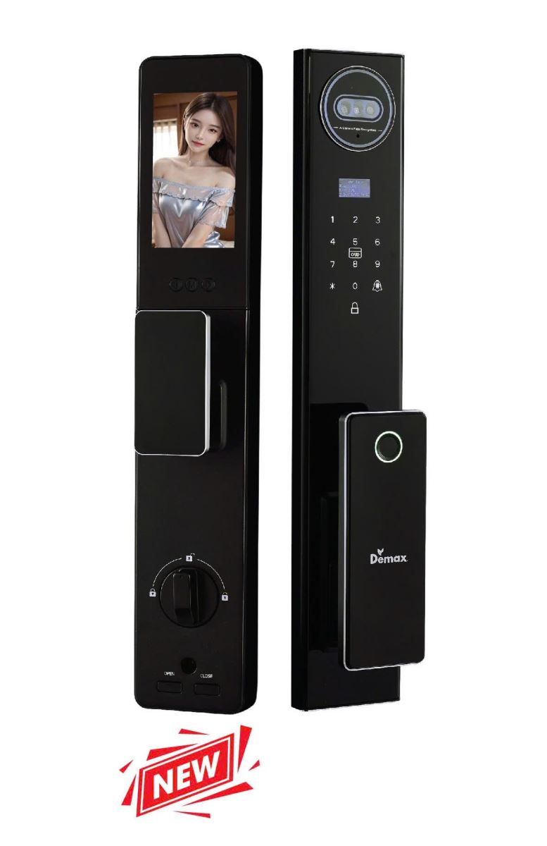 Khoá cửa vân tay Demax SL915 BN Face ID, App wifi , Remote
