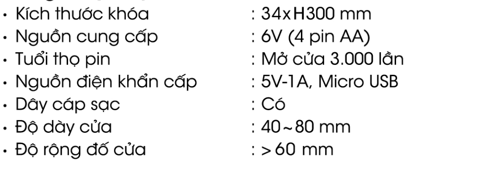 thông số kỹ thuật Khóa vân tay cửa nhôm Demax SL688 BL 