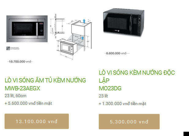 Lò vi sóng kém nướng Fagor chiết khấu 30% tại Vũ Sơn