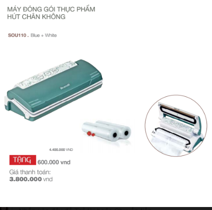  Máy đóng gói thực phẩm hút chân không Brandt giảm giá dịp cuối năm