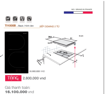  Khuyến mại cuối năm cực ưu đãi khi mua bếp từ Domino TI1000B của Brandt