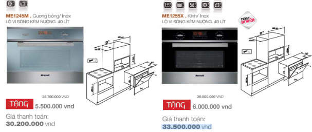  Ưu đãi cực “hot” khi mua lò vi sóng kèm nướng Brandt dung tích 40 lít