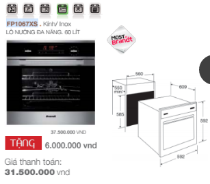 lò nướng brandt Tặng 6 triệu khi mua lò nướng đa năng Brandt FP1067XS