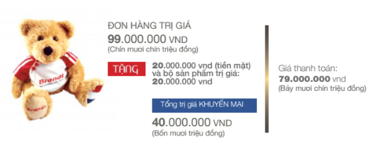 khuyến mại Ưu đãi lớn cho đơn hàng trị giá 99 triệu đồng