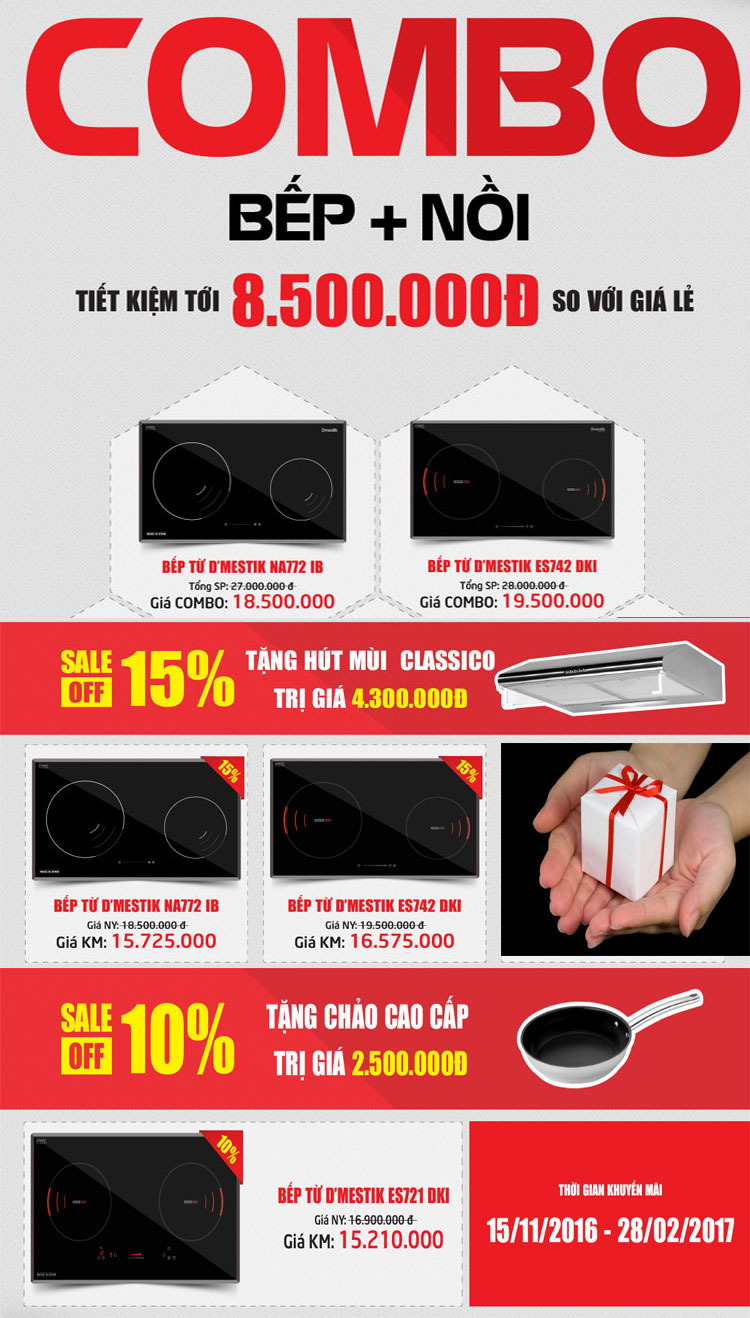 Khuyến mại bếp từ đôi Dmestik tại Vũ Sơn