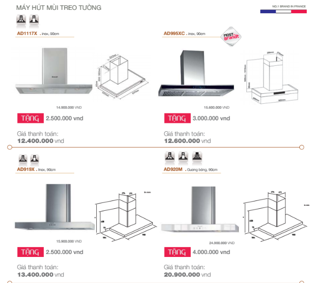 Giảm giá “sốc” khi mua máy hút mùi Brandt tại bếp Vũ Sơn 300 Kim Ngưu
