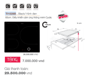 bếp từ Bếp Vũ Sơn siêu giảm giá đến 7 triệu đồng nhiều model bếp từ Brandt