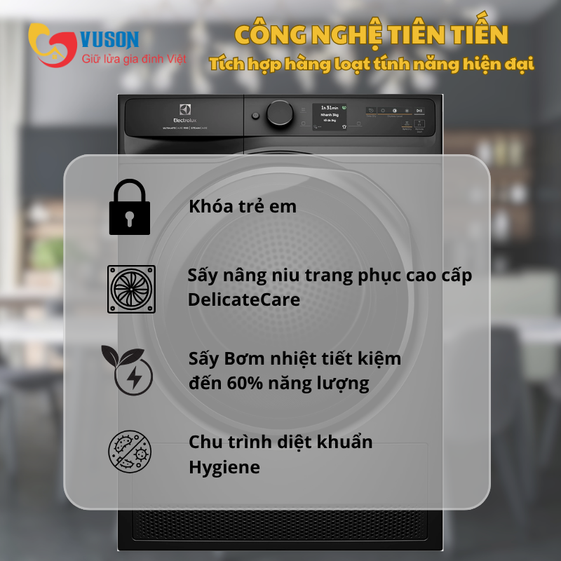 Máy sấy quần áo Electrolux EDH902R9SC