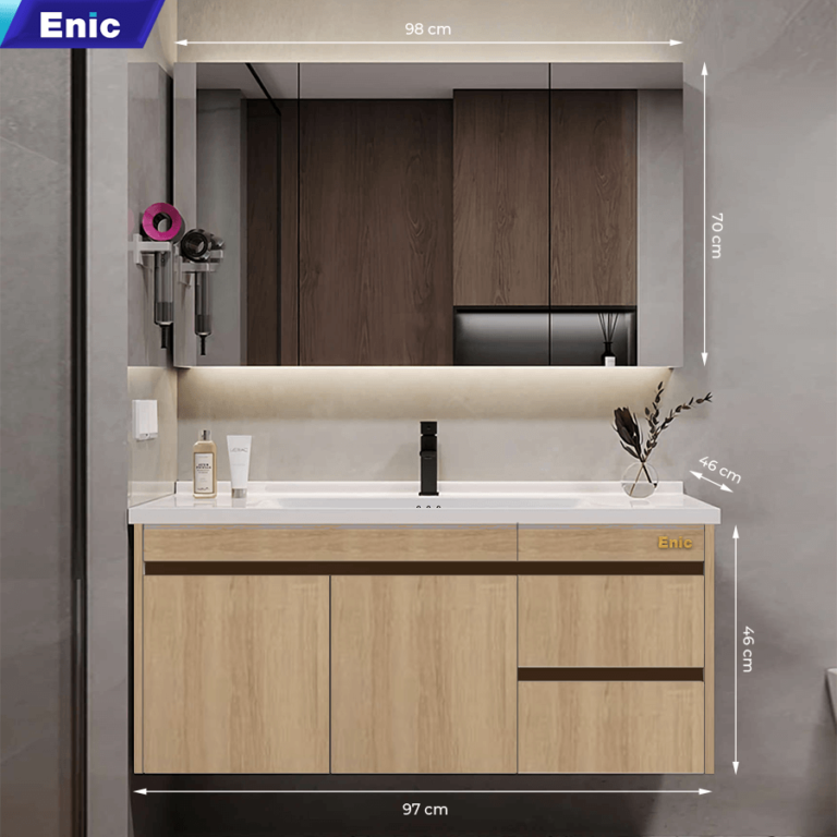 Tủ phòng tắm thông minh Enic ST01 (100cm - Gương thường màu gỗ)