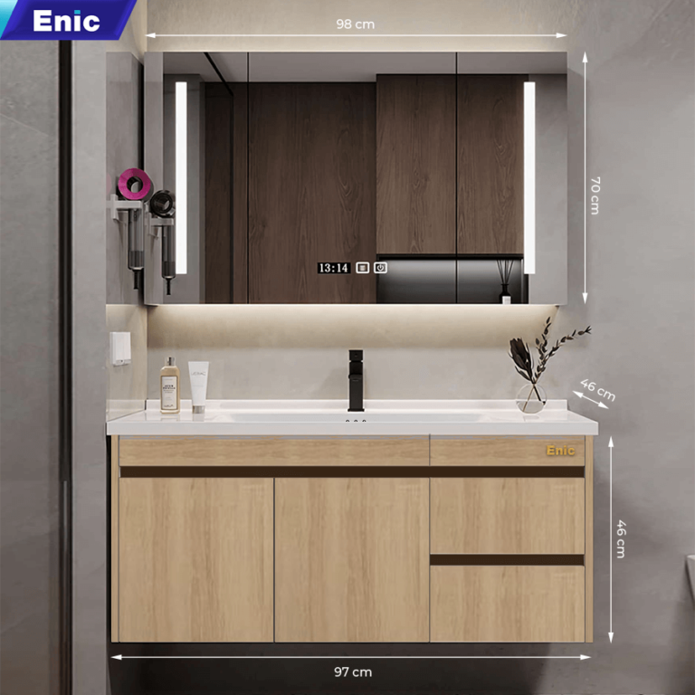 Tủ phòng tắm thông minh Enic ST01 (100cm - Gương thông minh màu gỗ)