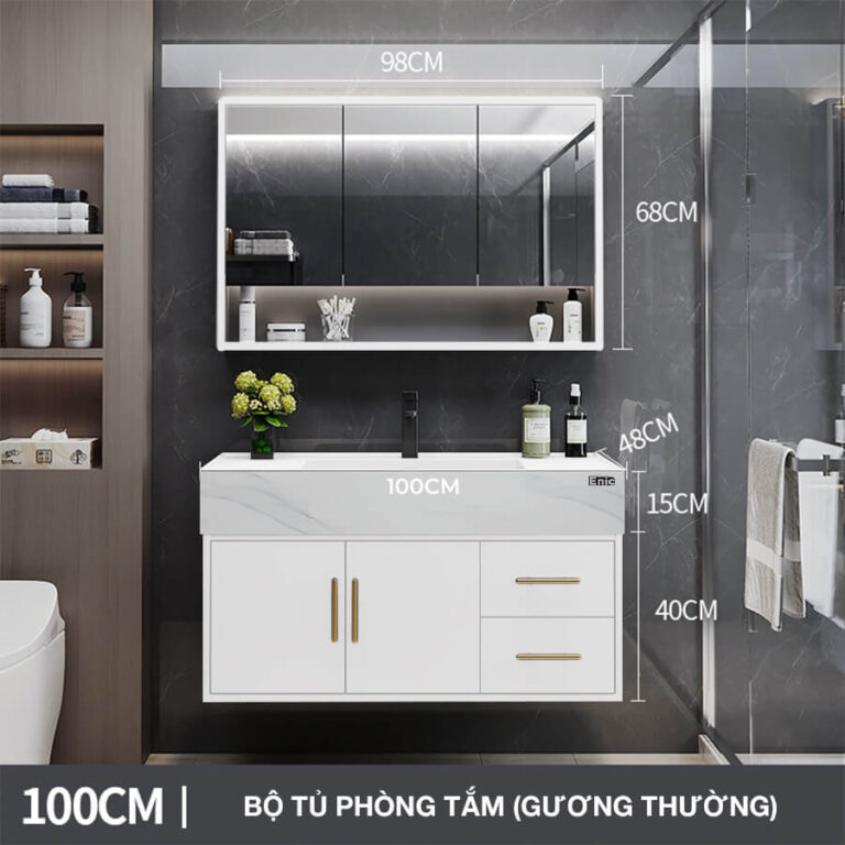 Tủ phòng tắm thông minh Enic T03 (100cm - Gương thường màu trắng)