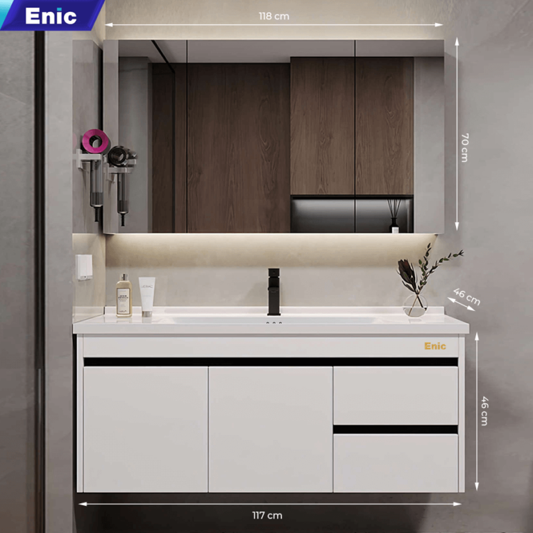 Tủ phòng tắm thông minh Enic ST01 (120cm - Gương thường màu trắng)