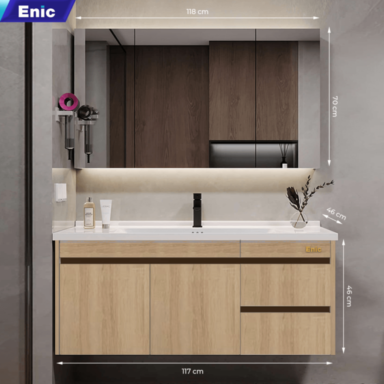 Tủ phòng tắm thông minh Enic ST01 (120cm - Gương thường màu gỗ)